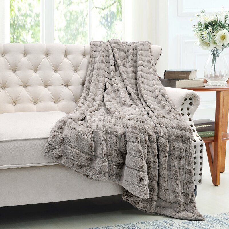 Super Mink Throw Blanket 118 W x 95 L Antique White